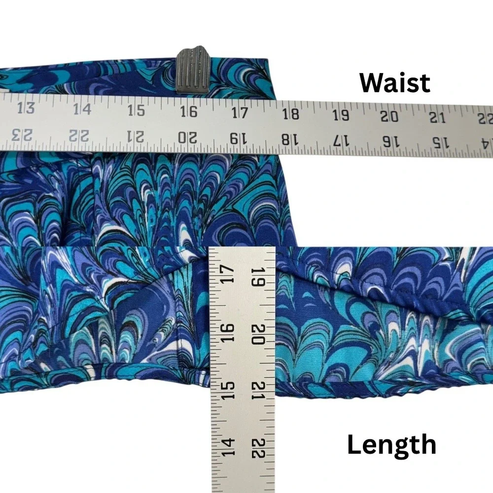 Michael Michael Kors Blue Swirl‎ Print Draped Mini Skirt Size 14